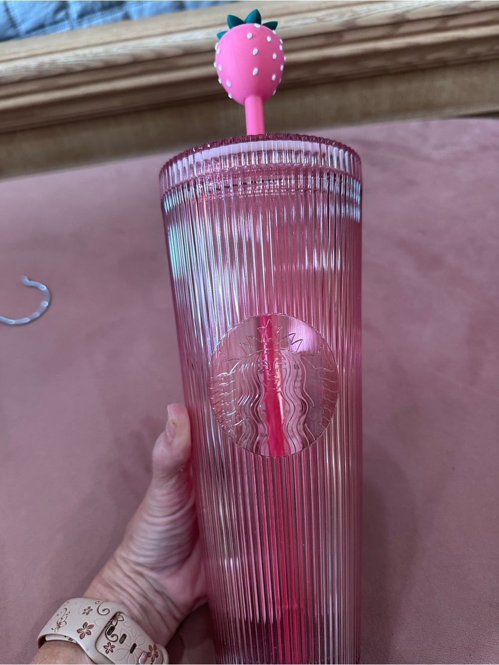Starbucks Pink Strawberry Ribbed Tumbler 2026